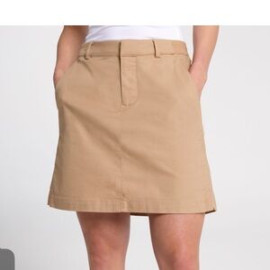 NWT Walter Hagen Clubhouse Woven Tan Golf Skort Sz 14 $65 16”